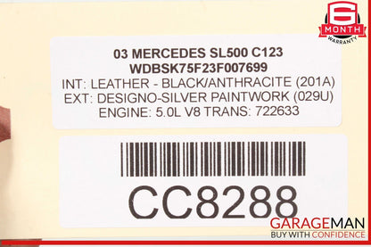 03-08 Mercedes R230 SL500 SL55 AMG Upper Radiator Core Support Headlight Bracket