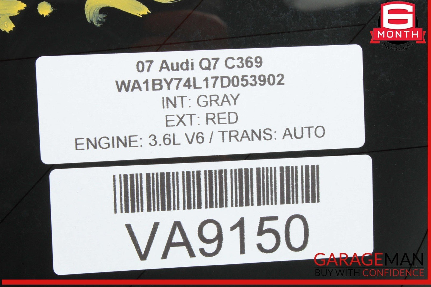 07-15 Audi Q7 Rear Right Passenger Side Quarter Window Glass 4L0845300 OEM