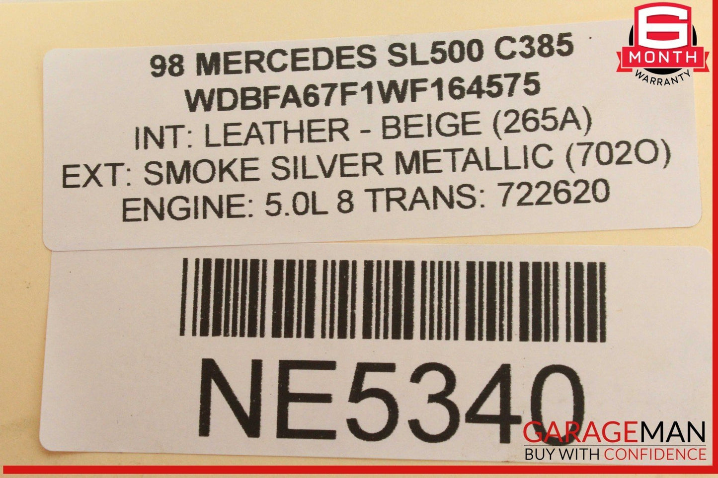 95-02 Mercedes R129 SL500 Front Left Driver Side Window Regulator Motor OEM