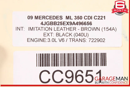 06-11 Mercedes W164 ML350 ML550 ML500 Left Driver Side Fender Assembly OEM