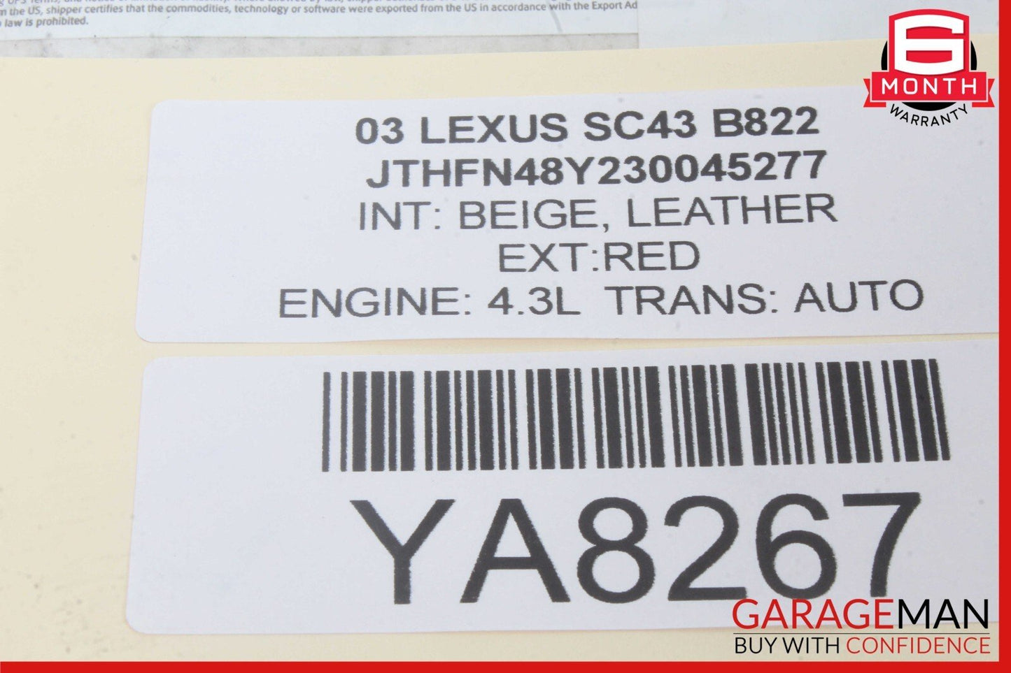 02-10 Lexus SC430 Front Left Driver Side View Mirror Red OEM