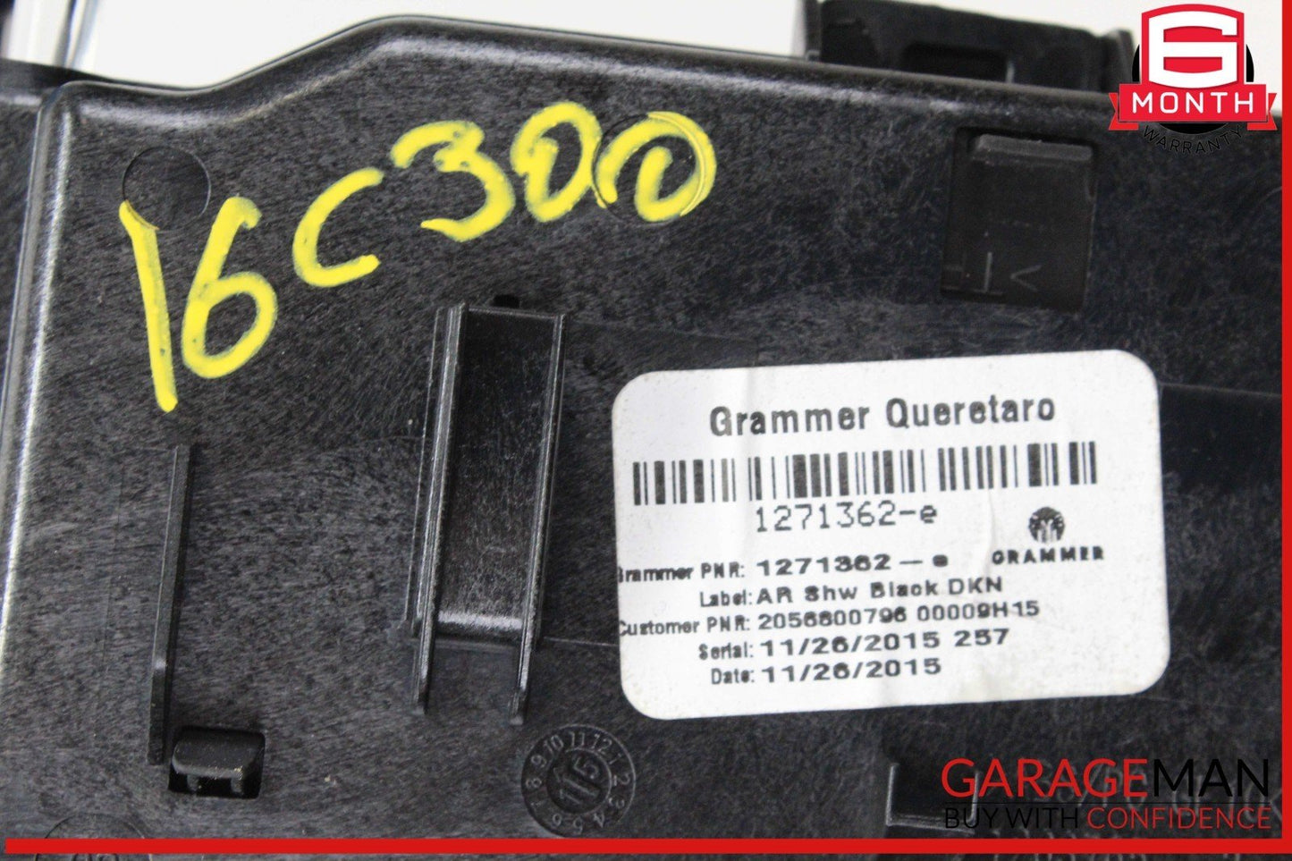 15-20 Mercedes W205 C300 Center Console Arm Rest Armrest Cup Holder Black OEM