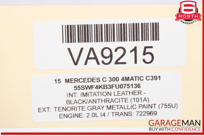 15-20 Mercedes W205 C300 4MATIC Rear Left Side Exterior Door Handle Gray OEM