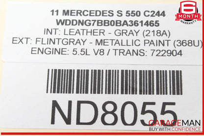 07-13 Mercedes W221 S550 S600 Front Right Passenger Side Window Regulator OEM