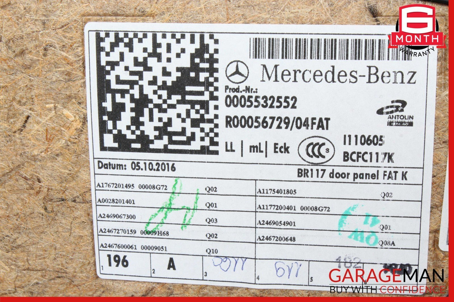 14-18 Mercedes W117 CLA250 Front Right Side Interior Door Trim Panel Cover OEM