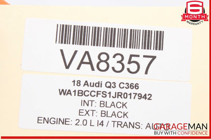 15-18 Audi Q3 Front Upper Interior Dome Light Lamp Black 8X0947135AK OEM
