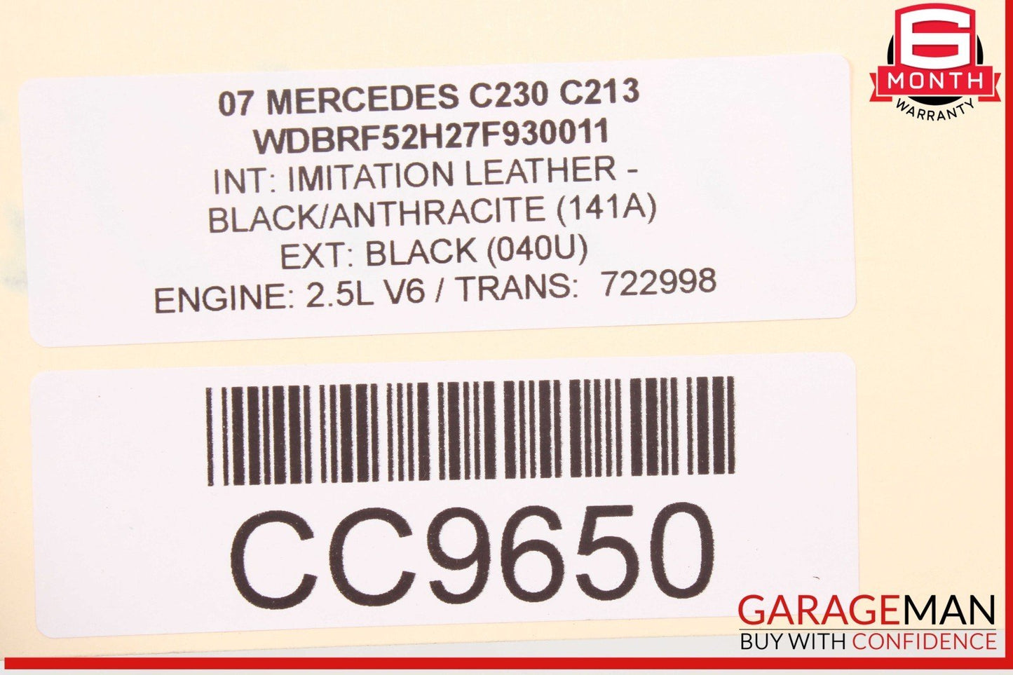 01-07 Mercedes W203 C230 C320 C32 AMG Fender Left Driver Side Black OEM
