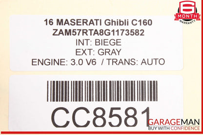 14-22 Maserati Ghibli M157 Rear Right Side Door Shell Frame Panel Gray OEM