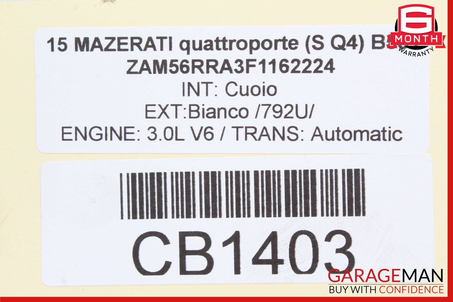 14-17 Maserati Quattroporte Front Left Intercooler Duct Shroud 670002899 OEM