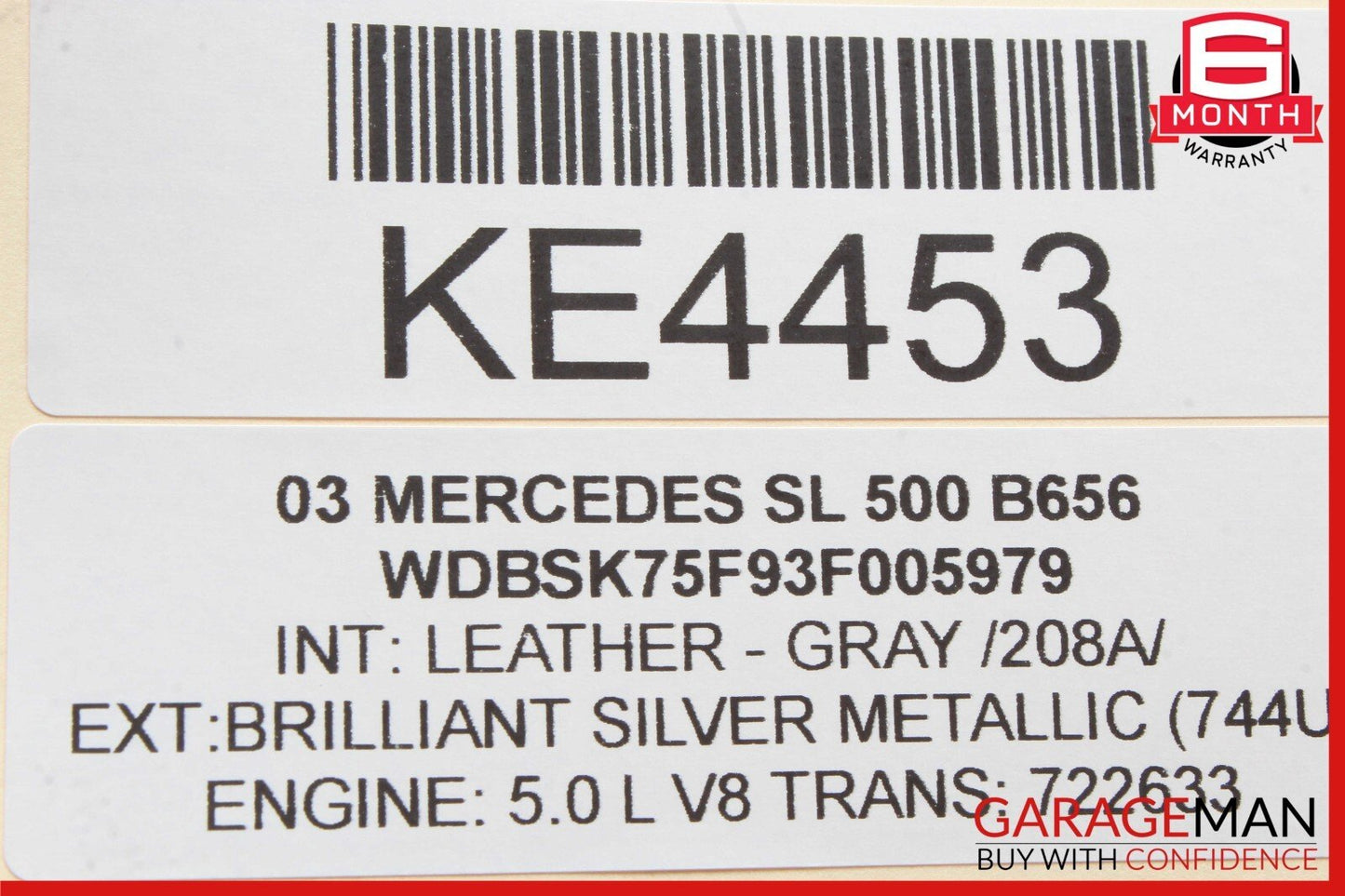 00-12 Mercedes R230 SL500 CL55 Front Right Side Window Regulator Motor Unit OEM