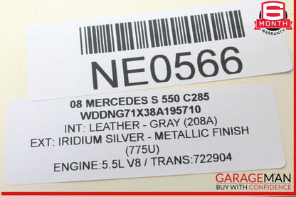 07-10 Mercedes W221 S550 CL550 Overhead Dome Light Sunroof Control OEM