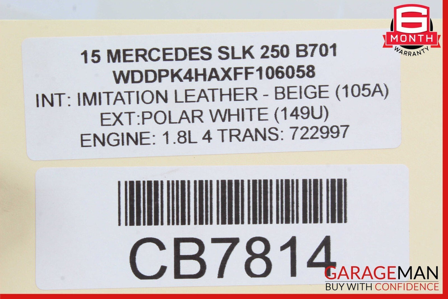 12-20 Mercedes R172 SLK250 SLC300 Right Passenger Door Airbag 1728602602 OEM