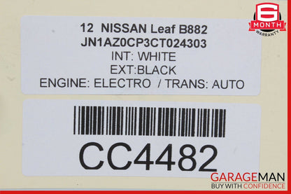 11-12 Nissan Leaf Rear Door Deck Liftgate Tailgate Trunk Lid White OEM