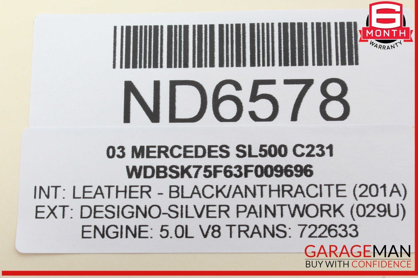03-06 Mercedes R230 SL500 Steering Column Combination Switch Assembly OEM