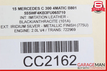 15-20 Mercedes W205 C300 Sedan Rear Right Side Exterior Door Shell Silver OEM