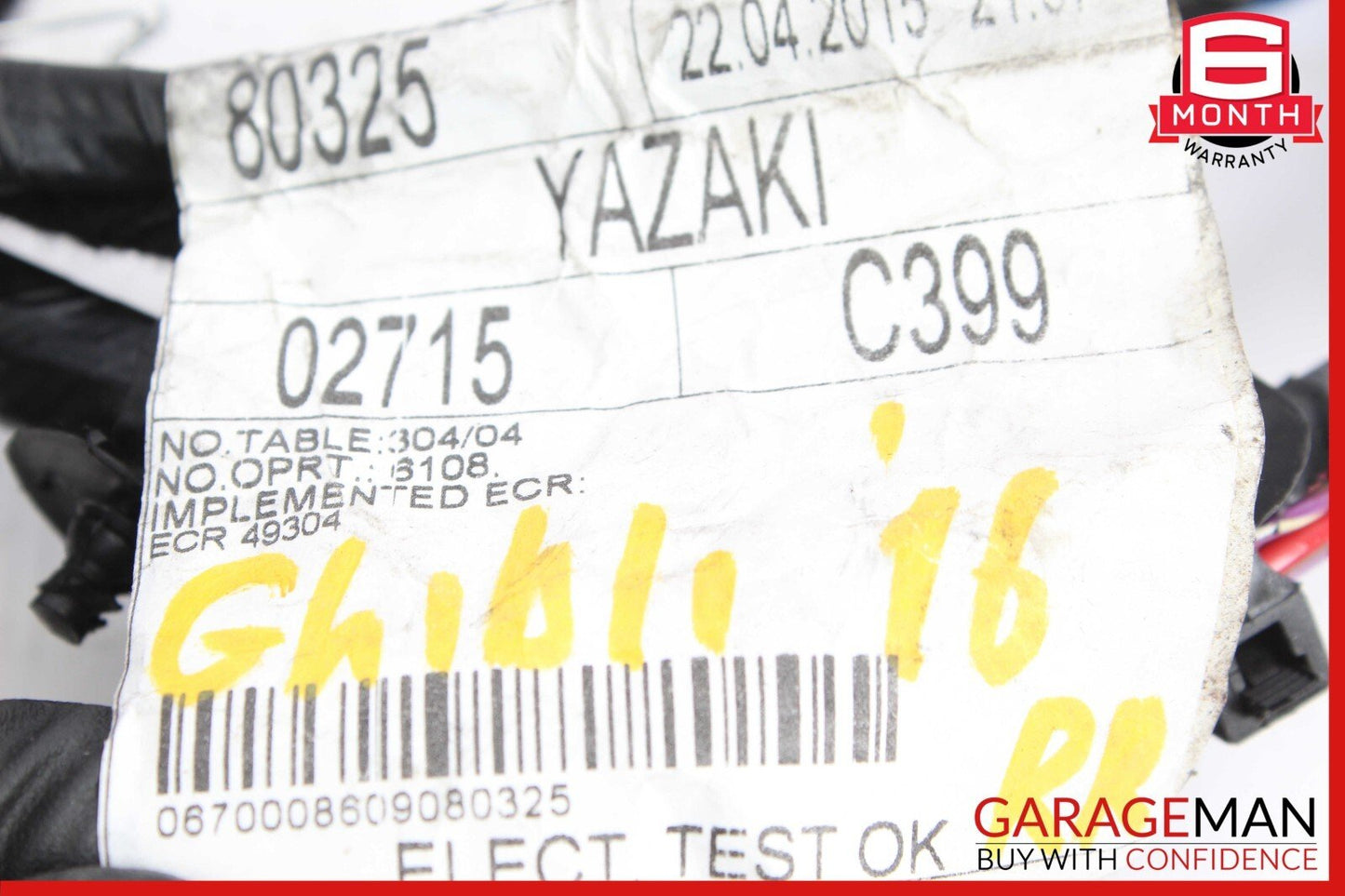 14-17 Maserati Ghibli Front Left Driver Side Door Wiring Wire Harness OEM