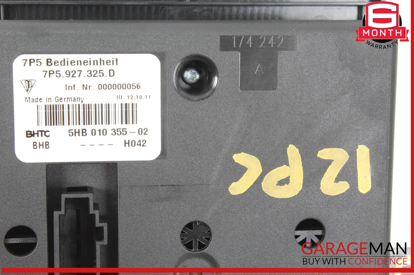 11-17 Porsche Cayenne 958 Rear Seat Heat Lock Switch Control Panel 7P5927325D