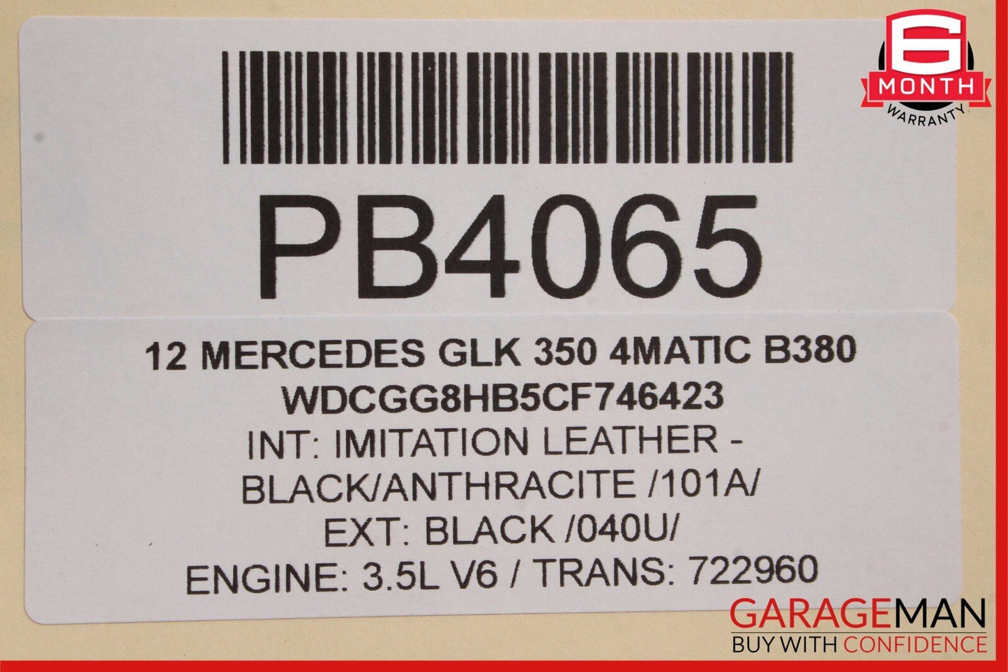 10-12 Mercedes X204 GLK350 4Matic 3.5L V6 Engine Motor Block Assembly 113k