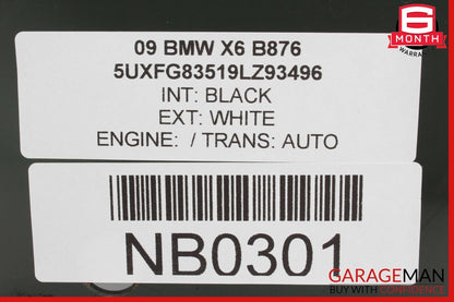 08-14 BMW X6 Rear Right Door Window Glass OEM
