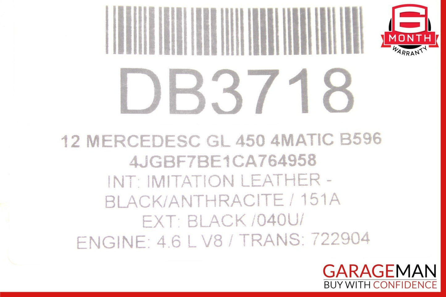 07-12 Mercedes X164 GL450 4.7L V8 Engine Motor Block Assembly OEM 193k