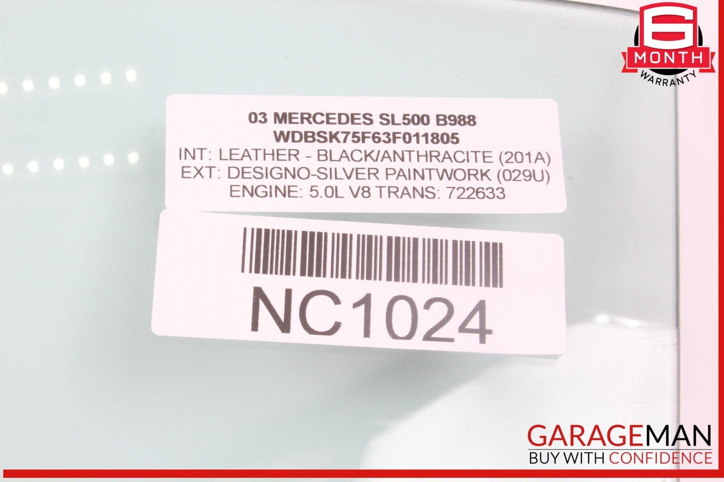 03-12 Mercedes R230 SL500 SL55 AMG Front Left Driver Side Door Window Glass OEM