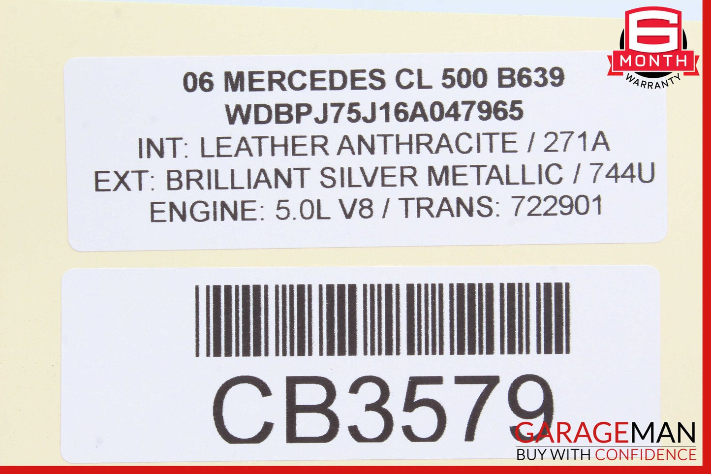 00-06 Mercedes W215 CL500 Rear Left Window Regulator Motor OEM
