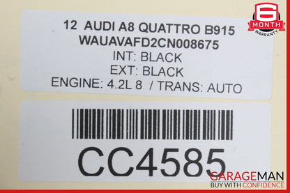 11-17 Audi A8 Interior Door Panel Front Left Driver Side Black OEM