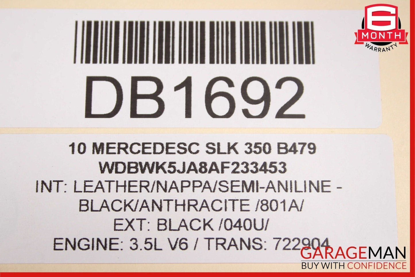 05-11 Mercedes R171 SLK280 SLK350 Front Right Side Upper Top Seat Cushion Black