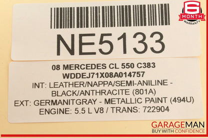 07-14 Mercedes W216 CL550 CL600 Dashboard Center A/C AC Air Vent w/ Clock OEM
