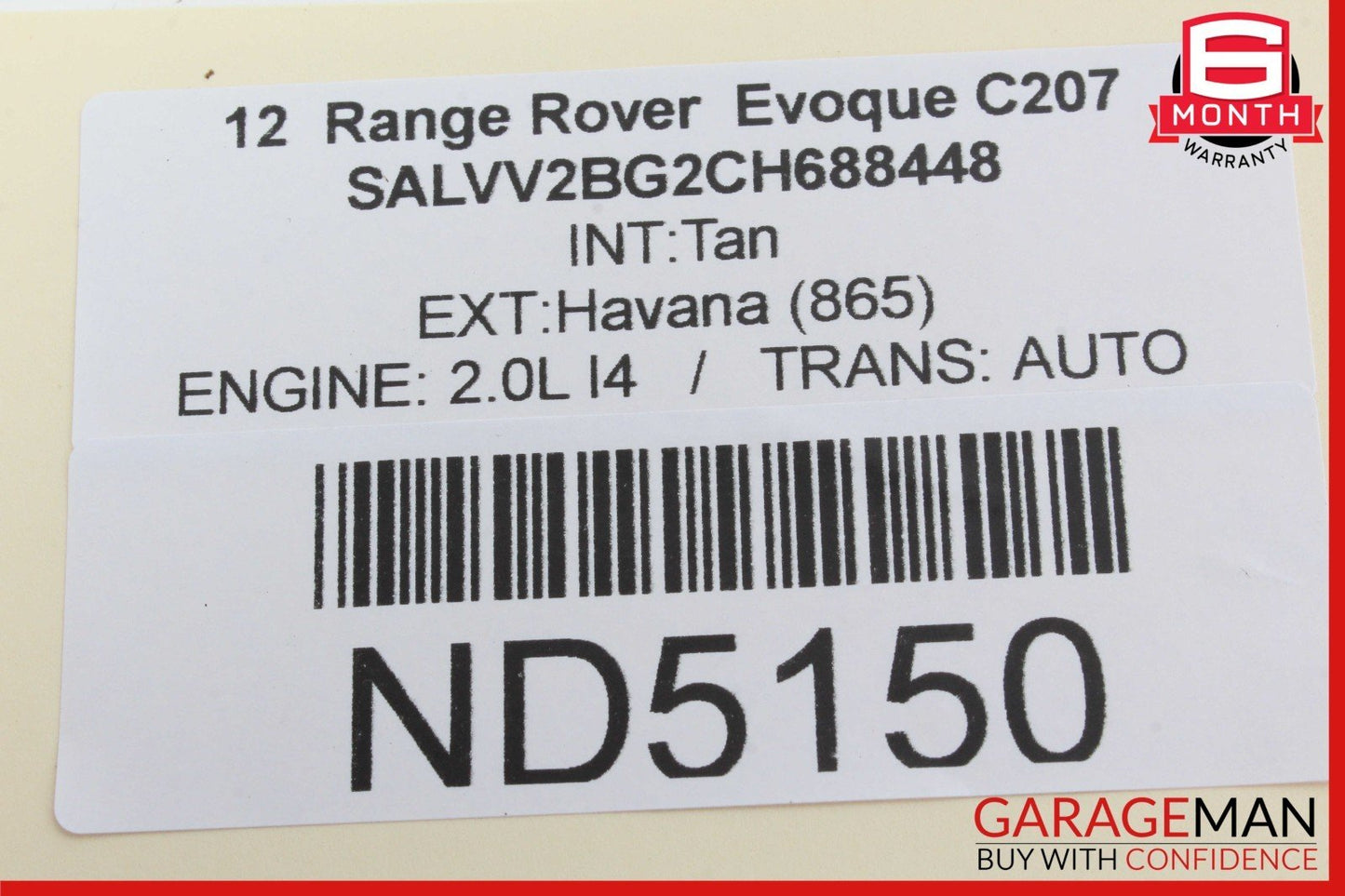 12-15 Land Rover Range Rover Evoque L538 Front Top Upper Overhead Dome Light OEM