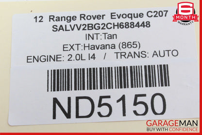 12-15 Land Rover Range Rover Evoque L538 Front Top Upper Overhead Dome Light OEM