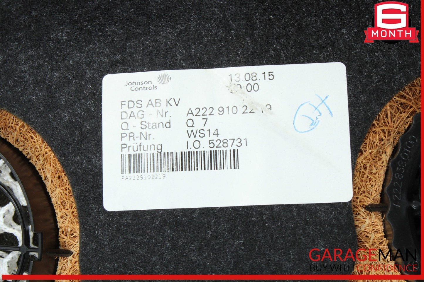 14-17 Mercedes W222 S550 Front Left Driver Side Seat Upper Back Cushion OEM