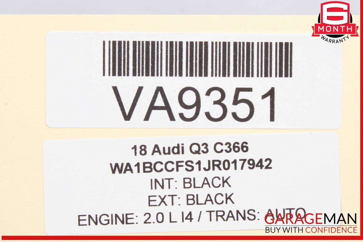 15-18 Audi Q3 Rear Trunk Retractable Tonneau Cargo Cover Black 8U0863553A OEM