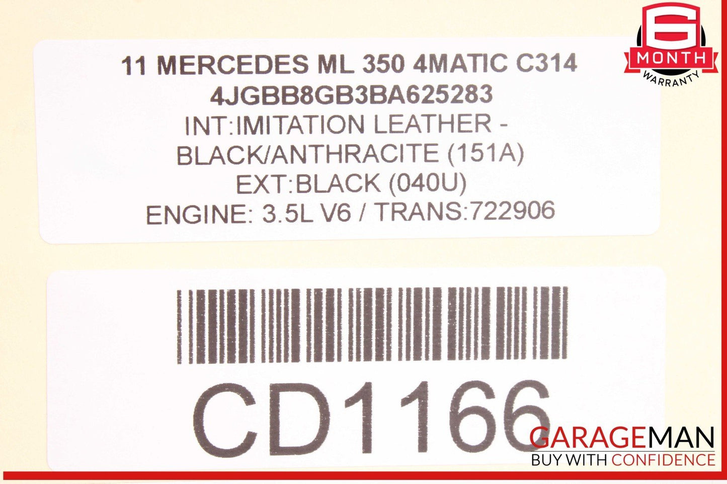 06-11 Mercedes W164 ML350 ML550 ML500 Left Driver Side Fender Assembly OEM