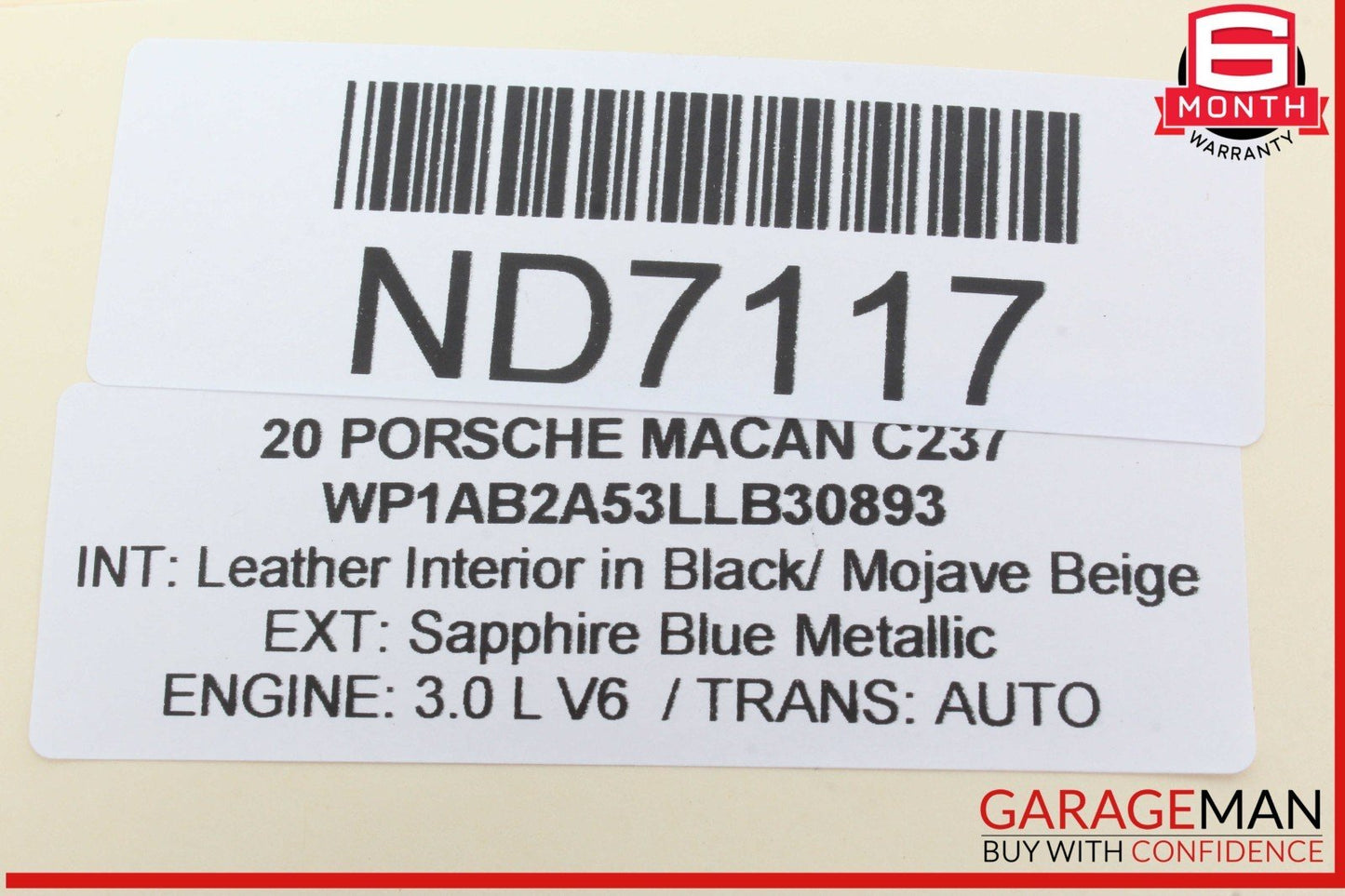 15-24 Porsche Macan 95B Rear Glass Windshield Wiper Motor 95B955711 OEM