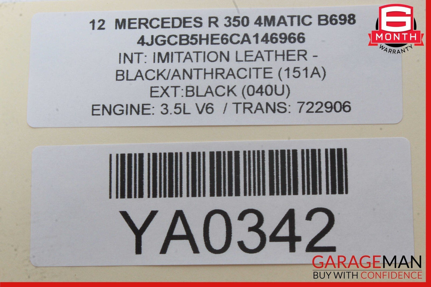 12-13 Mercedes X164 GL550 GL450 R350 Interior Rear View Mirror Gray OEM