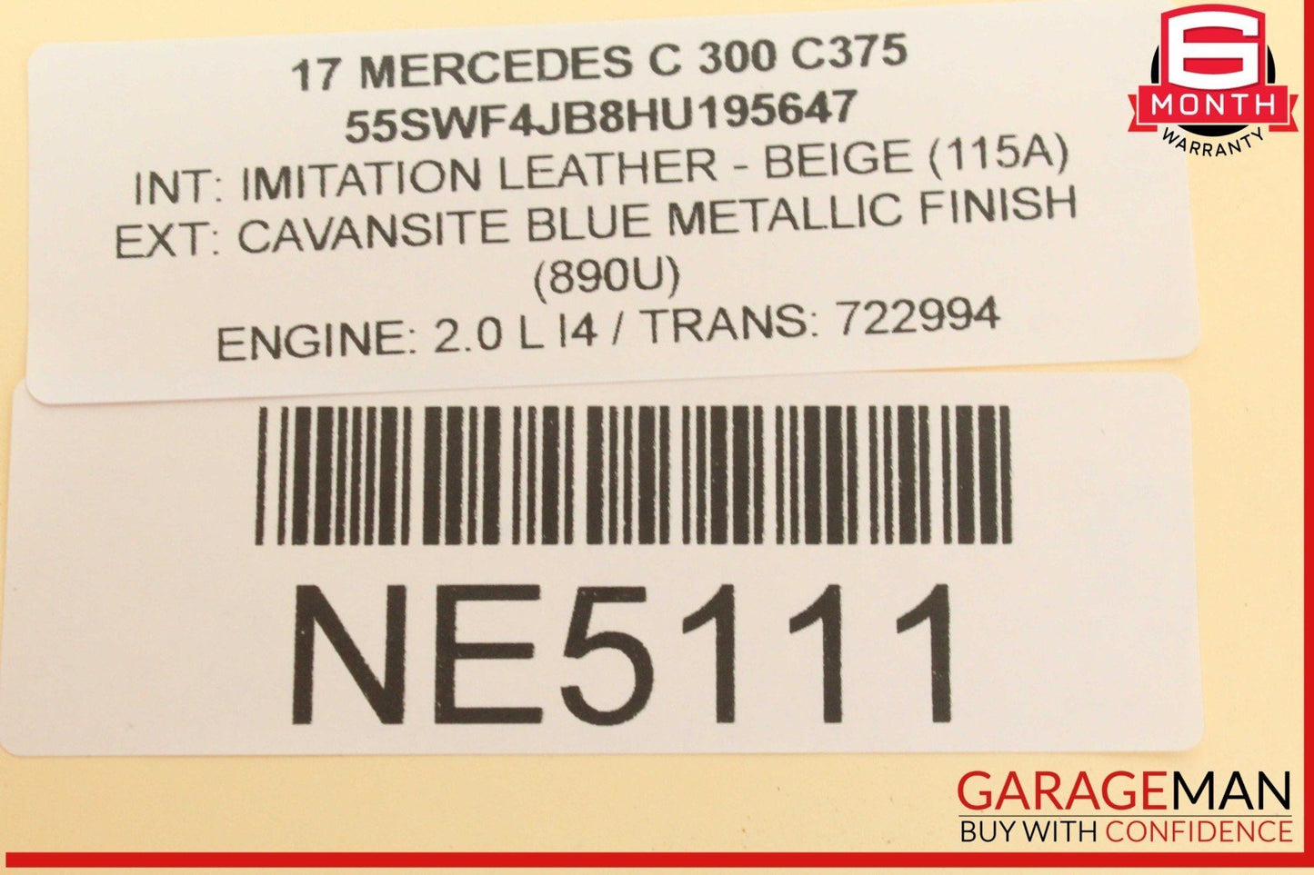 15-20 Mercedes W205 C300 Rear Center Console AC Air Vent Grille Trim Cover OEM