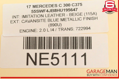 15-20 Mercedes W205 C300 Rear Center Console AC Air Vent Grille Trim Cover OEM