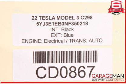 17-23 Tesla Model 3 Rear Right Interior Door Panel OEM