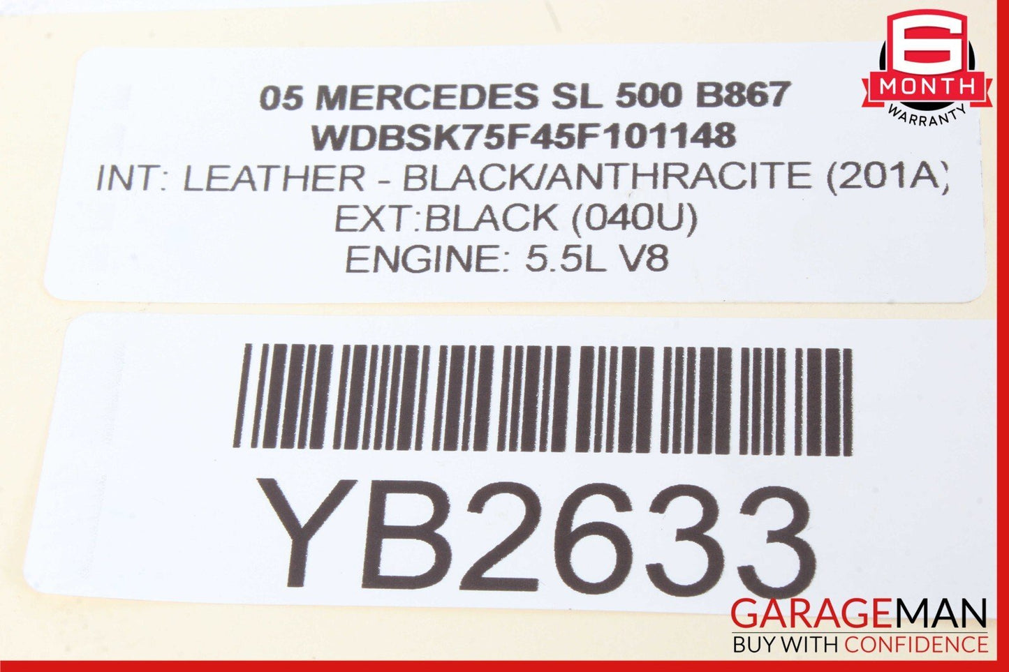 03-12 Mercedes R230 SL500 SL550 Rear Left Window Quarter Glass Regulator OEM