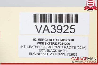 03-12 Mercedes R230 SL500 CLS550 Steering Wheel Airbag Air Bag Black OEM