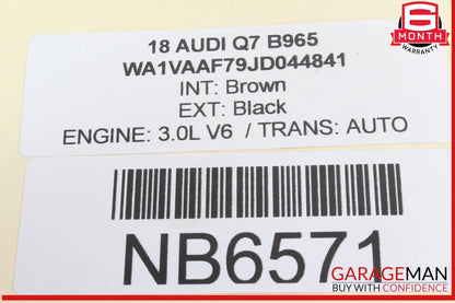 17-19 Audi Q7 Rear Right Passenger Side Bumper Guide Mount Bracket 4M0807454A