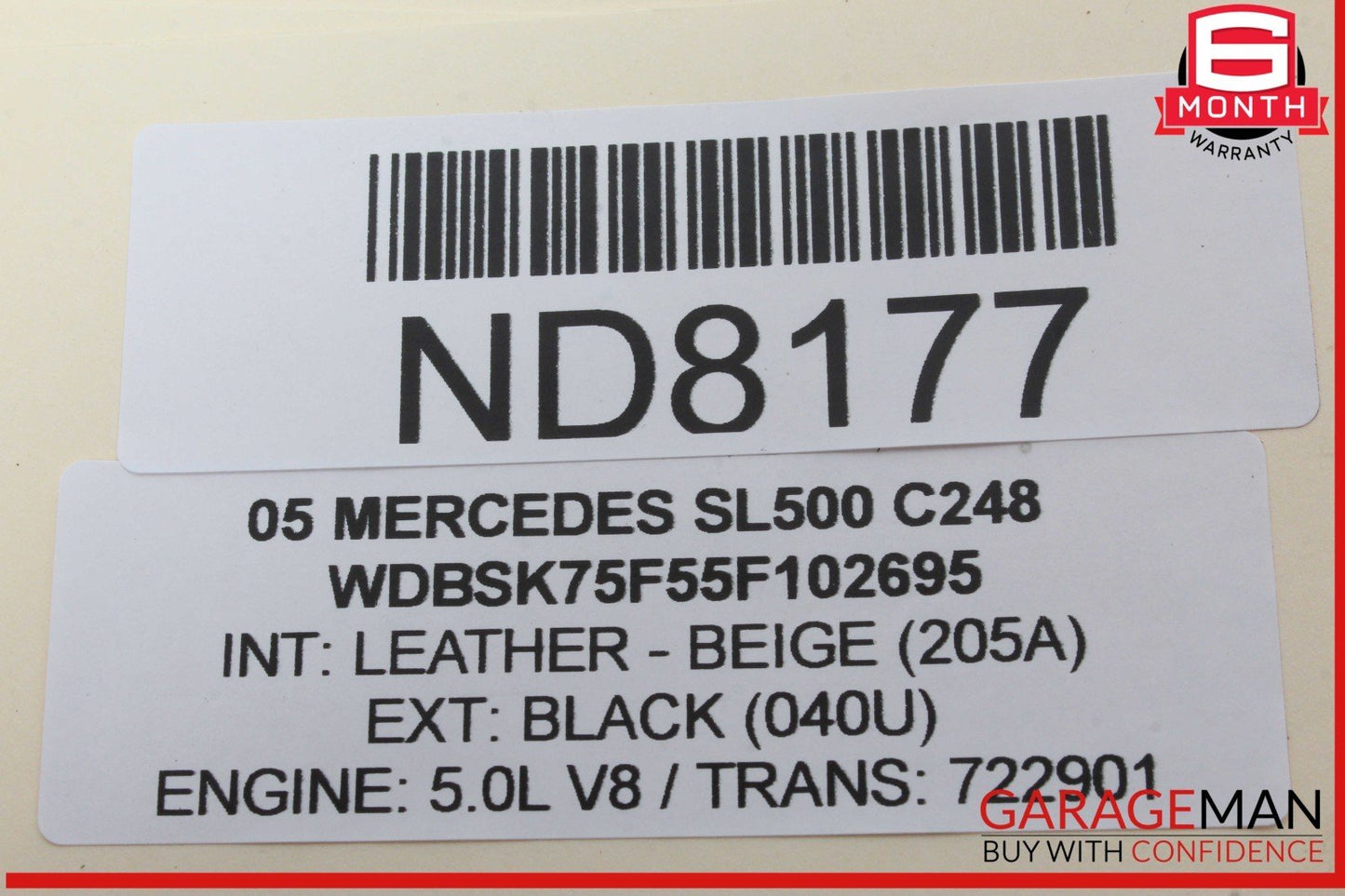 05-12 Mercedes R230 SL500 Front Top Upper Overhead Dome Reading Map Light OEM
