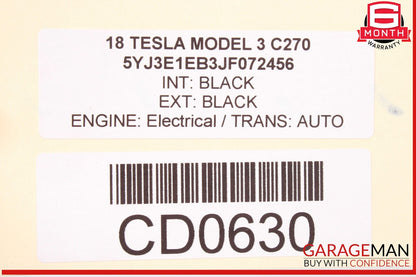 17-23 Tesla Model 3 Rear Left Interior Door Panel OEM