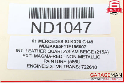 97-04 Mercedes R170 SLK320 Rear Trunk Lid Lock Latch Actuator w/ Handle Assembly