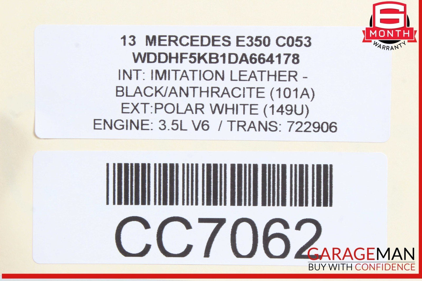 12-16 Mercedes W212 E350 C350 3.5L V6 RWD Engine Motor Block Assembly 210k