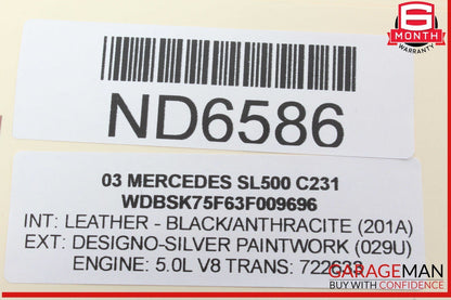 03-08 Mercedes R230 SL500 Rear Right Seat Belt Retractor Luggage w/ Speaker OEM