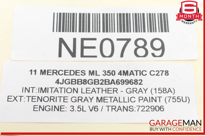05-13 Mercedes W164 ML350 4MATIC M272 Ignition Coil Set of 6 0001502680 OEM