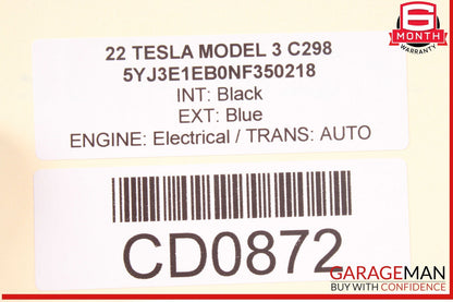 17-23 Tesla Model 3 Rear Right Passenger Side Door Shell Panel OEM