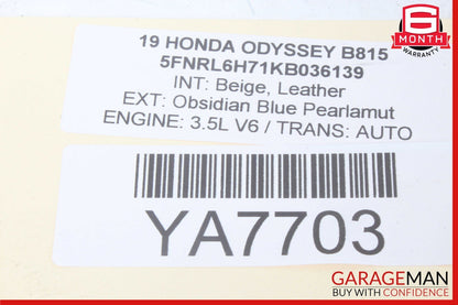 18-22 Honda Odyssey Turn Signal Headlight Wiper Combo Switch Assembly OEM